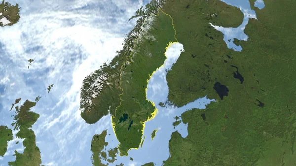 Sweden Outlined High Resolution Satellite Image — Stock Photo, Image