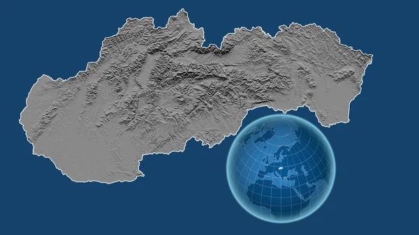 Slowakei Globus Mit Der Form Des Landes Gegen Gezoomte Landkarte — Stockfoto