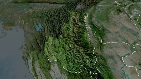 Chin Staat Myanmar Zoomde Gemarkeerd Satellietbeelden Weergave — Stockfoto