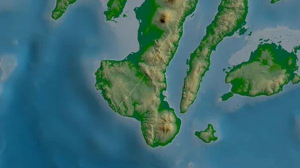フィリピンのネグロス オリエンタル州 湖や川と色シェーダーデータ 形状は その国の領域に対して概説 3Dレンダリング — ストック写真