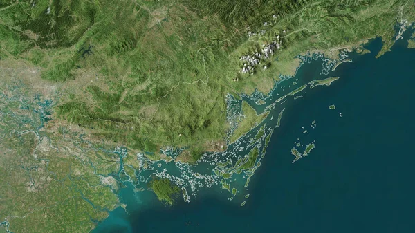 ベトナムのクアンニン省 衛星画像 形状は その国の領域に対して概説 3Dレンダリング — ストック写真