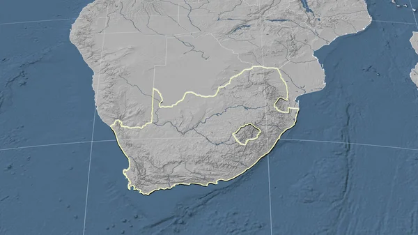南アフリカとその周辺 輪郭形状 グレースケール標高図 — ストック写真