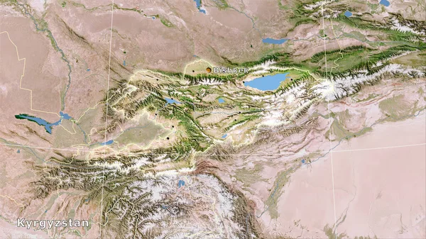 Kirgizistans Område Satellitkarta Den Stereografiska Projektionen Huvudsaklig Sammansättning — Stockfoto