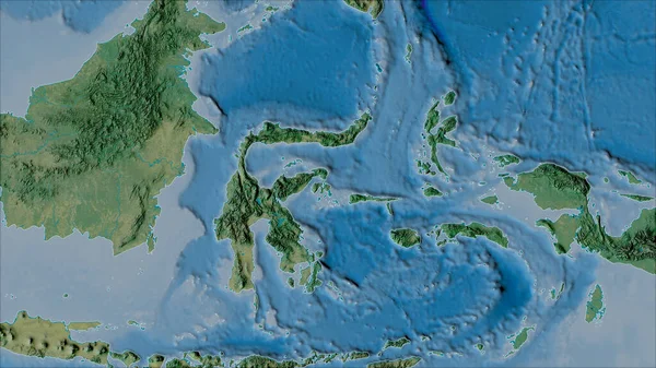 Sousedství Tektonické Desky Molucca Sea Topografické Mapě Projekci Van Der — Stock fotografie