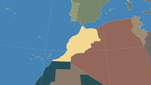 Марокко Окрестности Далекая Косыя Перспектива Контура Цветная Карта Административных Единиц — стоковое фото