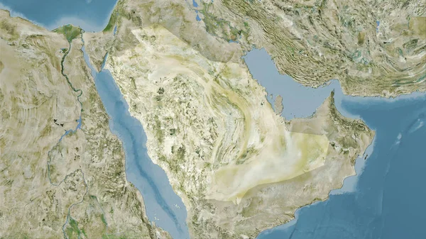 Uydu D haritasında Suudi Arabistan bölgesi stereografik projeksiyonda - raster katmanlarının ham bileşimi