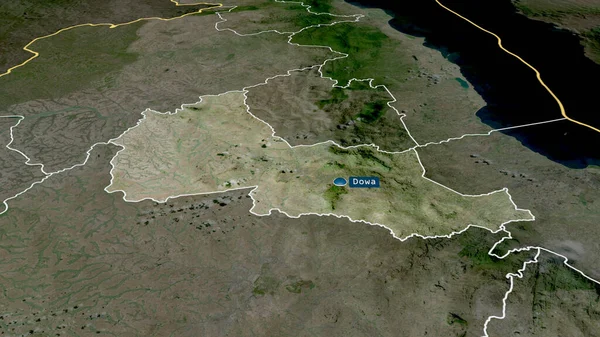 Dowa Stadsdelen Malawi Zoomas Och Markeras Med Kapital Satellitbilder Rendering — Stockfoto