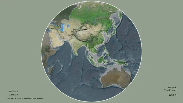 Территория Таиланда Сосредоточена Кругу Окружающем Континент Обесцвеченном Фоне Приведены Основные — стоковое фото