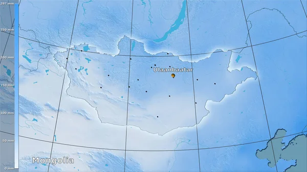 Precipitación Del Mes Más Húmedo Dentro Del Área Mongolia Proyección —  Fotos de Stock