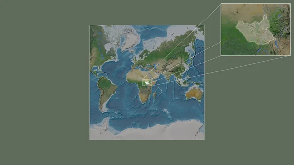 Área Expandida Ampliada Sudão Sul Extraída Mapa Grande Escala Mundo — Fotografia de Stock