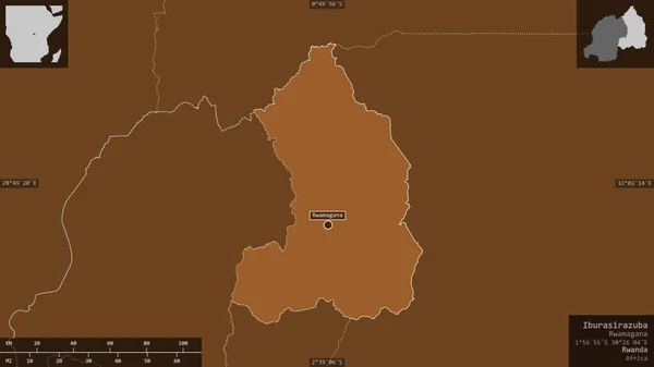 Ібурасірадзуба Провінція Руанда Прилаштовані Водойми Озерами Річками Форма Представлена Проти — стокове фото