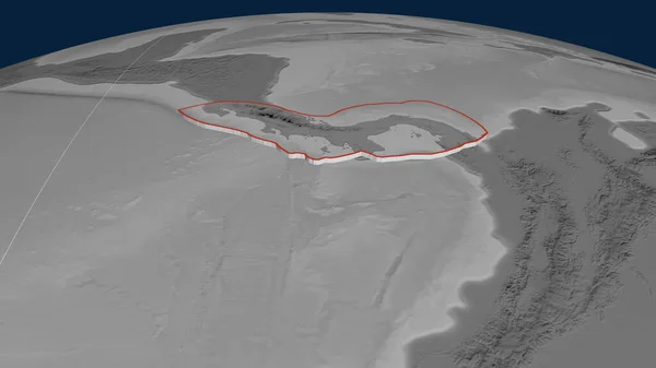 Panama Tektonische Platte Auf Dem Globus Extrudiert Graustufen Höhenkarte Rendering — Stockfoto