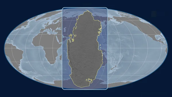 Vista Ampliada Del Esquema Qatar Con Líneas Perspectiva Contra Mapa — Foto de Stock