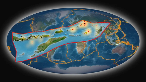 Placa Tectônica Timor Extrudada Apresentada Contra Imagens Globais Satélite Projeção — Fotografia de Stock