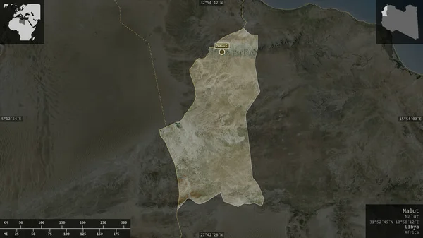 Nalut Περιφέρεια Λιβύης Δορυφορικές Εικόνες Σχήμα Που Παρουσιάζεται Ενάντια Στην — Φωτογραφία Αρχείου