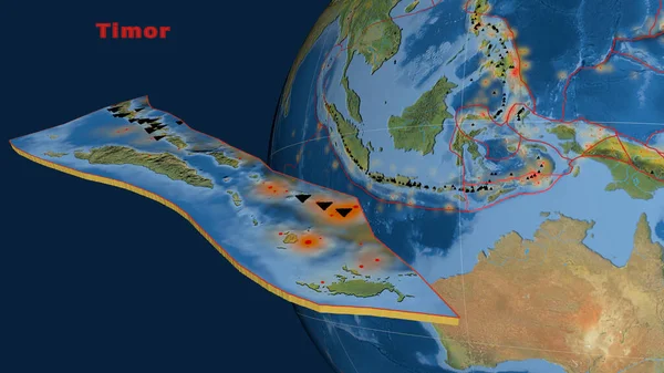 Die Tektonische Platte Von Timor Wurde Gegen Den Globus Beschrieben — Stockfoto