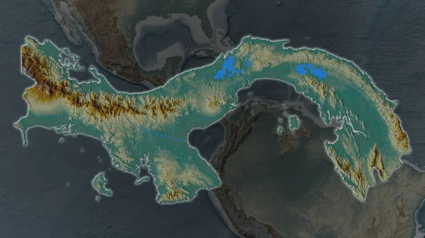 Área Panamá Agrandó Brilló Sobre Fondo Oscuro Sus Alrededores Mapa — Foto de Stock