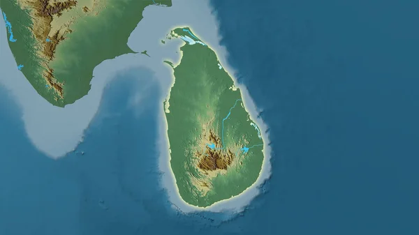 Area Dello Sri Lanka Sulla Mappa Topografica Rilievo Nella Proiezione — Foto Stock