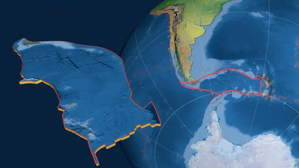 Plaque Tectonique Scotian Extrudée Présentée Contre Globe Carte Topographique Terre — Photo