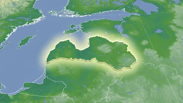 Латвія Околиці Віддалена Перспектива Виблискує Форма Фізична Карта — стокове фото