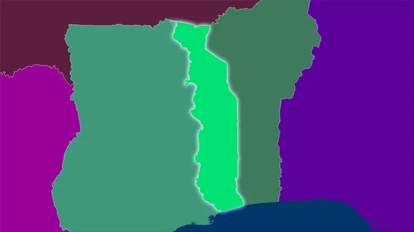 Togo Terület Igazgatási Körzetek Térképen Sztereográfiai Vetítés Nyers Összetétele Raszter — Stock Fotó