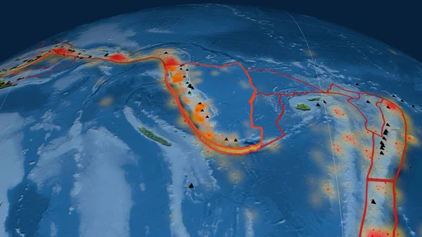 Neue Hebriden Tektonische Platte Auf Dem Globus Extrudiert Topographische Karte — Stockfoto