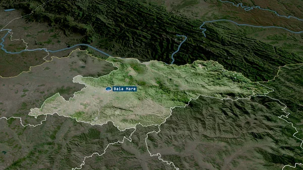 Maramures Comté Roumanie Zoomé Mis Évidence Avec Capitale Imagerie Satellite — Photo