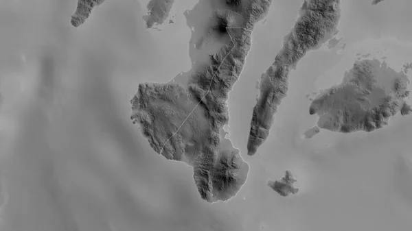 フィリピンのネグロス オリエンタル州 湖や川とグレースケールの地図 形状は その国の領域に対して概説 3Dレンダリング — ストック写真