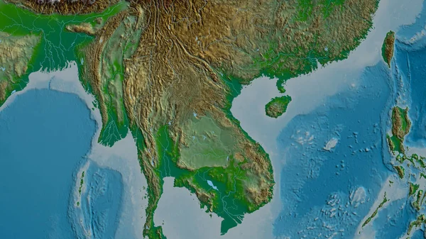 Laos Zoomade Och Grannskapet Huvuddragen Det Fysiska Landskapet Rendering — Stockfoto