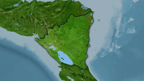Nicarágua Área Mapa Satélite Projeção Estereográfica Composição Bruta Camadas Raster — Fotografia de Stock