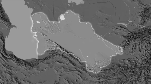 Zona Turkmenistán Mapa Elevación Bilevel Proyección Estereográfica Composición Cruda Capas — Foto de Stock