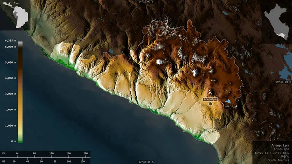 Arequipa Region Peru Farbige Shader Daten Mit Seen Und Flüssen — Stockfoto