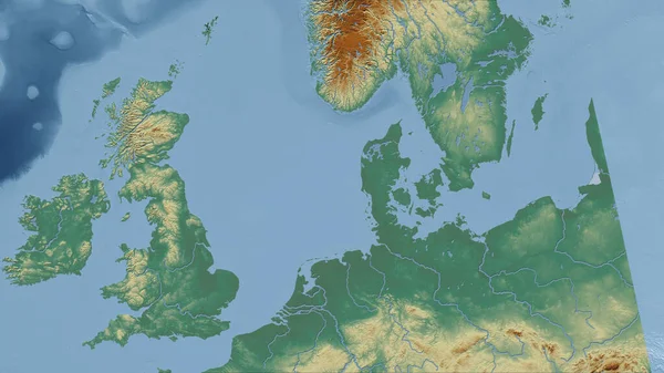 Zjednoczone Królestwo Zbliżenie Perspektywy Kraju Bez Zarysu Mapa Pomocy Topograficznej — Zdjęcie stockowe
