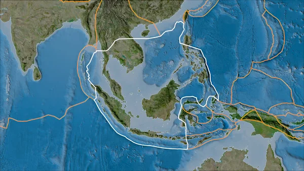 그라인 Exlacled Sunda Tectonic Plate Border Adjacent Plate Satellite Map — 스톡 사진