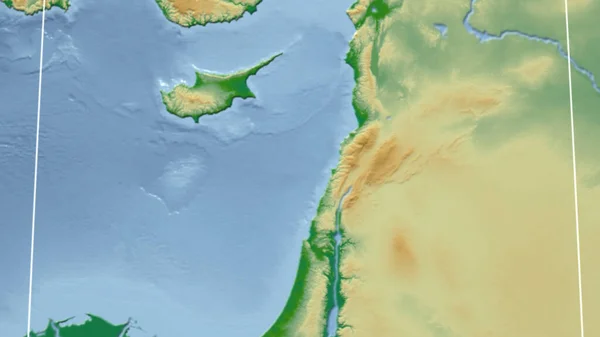 Libanon Szomszédság Távoli Perspektíva Körvonal Nélkül Színes Fizikai Térkép — Stock Fotó