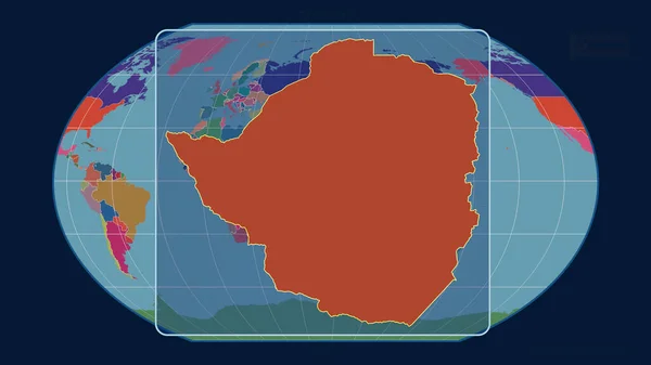 Vista Ampliada Del Contorno Zimbabue Con Líneas Perspectiva Contra Mapa —  Fotos de Stock