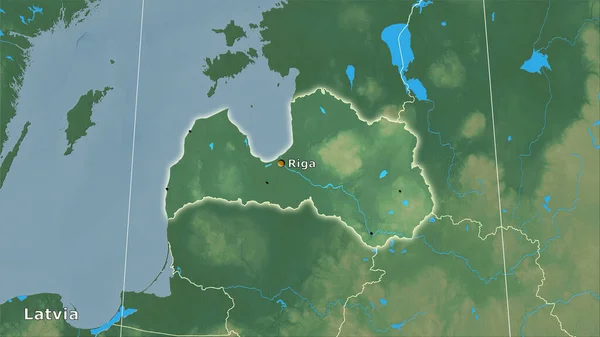 地形図投影における地形救済マップ上のラトビアエリア 主な組成 — ストック写真