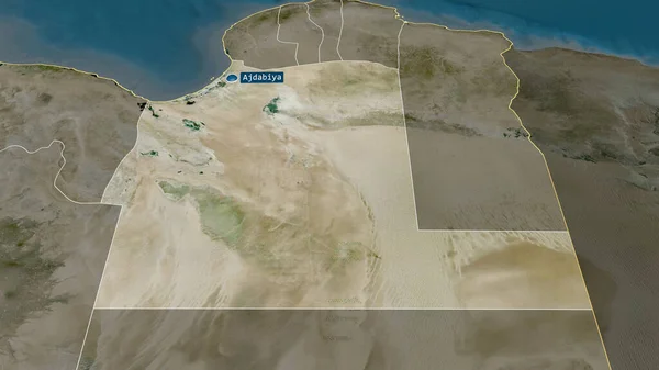 Аль Вахат Район Ливии Масштабировался Выделялся Столицей Спутниковые Снимки Рендеринг — стоковое фото