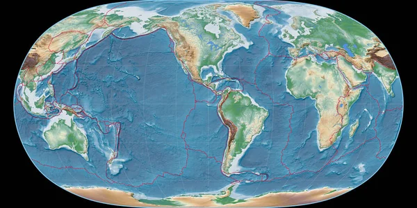 Carte Monde Dans Projection Terre Naturelle Centrée Sur Longitude Ouest — Photo