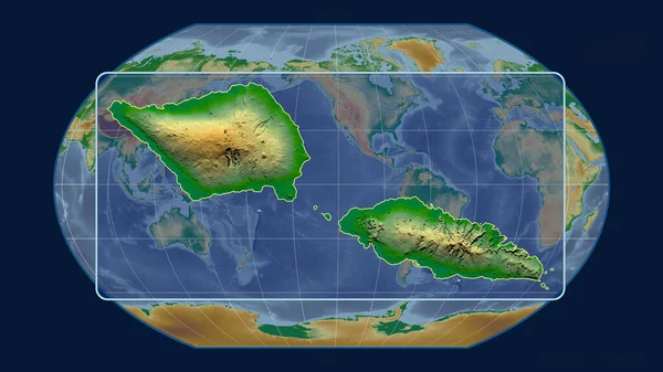 Vista Ampliada Del Contorno Samoa Con Líneas Perspectiva Contra Mapa —  Fotos de Stock