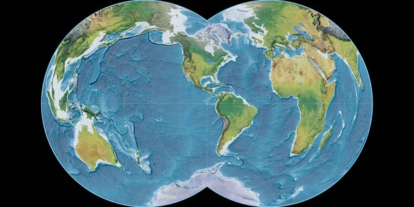 Světová Mapa Maurerovi Plná Kulová Projekce Soustřeďuje Západní Délky Hlavní — Stock fotografie