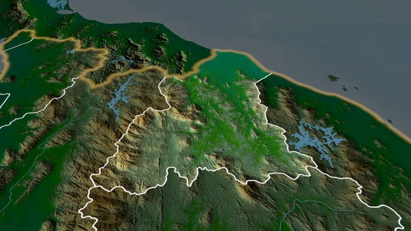 ケランタン マレーシアの状態が拡大し 強調した 主な物理的な風景機能 3Dレンダリング — ストック写真