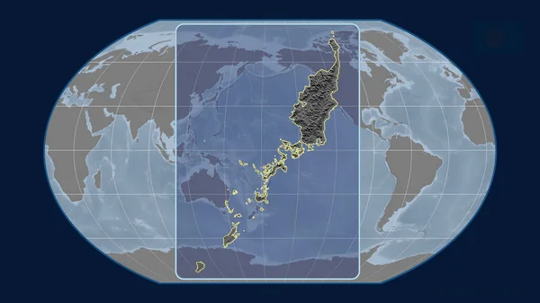 Увеличенный Вид Палау Перспективными Линиями Против Глобальной Карты Каврайской Проекции — стоковое фото