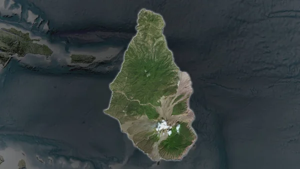 Montserrat Bölgesi Çevresinin Koyu Bir Arka Planında Büyüyüp Parlıyordu Uydu — Stok fotoğraf