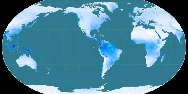 Παγκόσμιος Χάρτης Στην Προβολή Ρόμπινσον Επικεντρωμένος Στο Δυτικό Γεωγραφικό Μήκος — Φωτογραφία Αρχείου