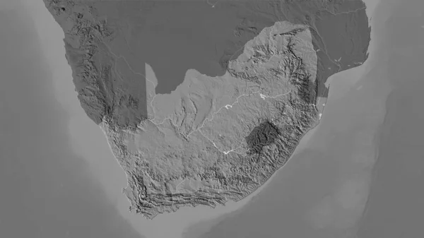 地形図投影の二階の標高マップ上の南アフリカ地域 ラスター層の生の組成 — ストック写真