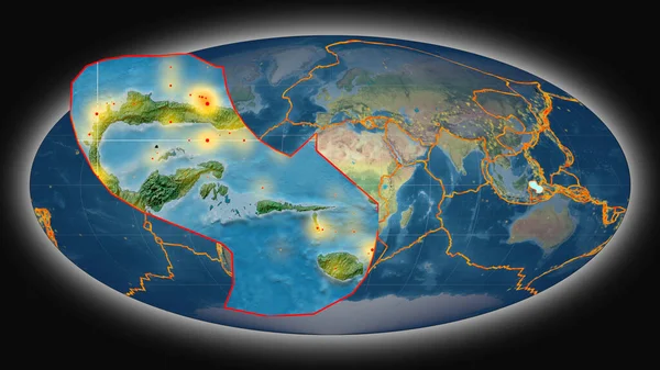 Тектоническая Плита Молуккского Моря Экструдирована Представлена Глобальной Топографической Карте Проекции — стоковое фото