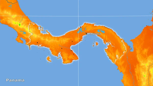 Powierzchnia Panamy Rocznej Mapie Temperatury Projekcji Stereograficznej Kompozycja Główna — Zdjęcie stockowe