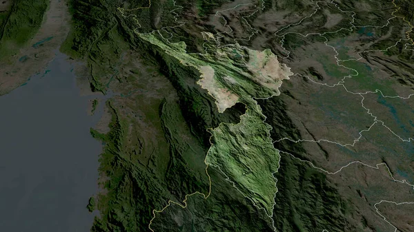 泰国德泰省放大和突出 卫星图像 3D渲染 — 图库照片