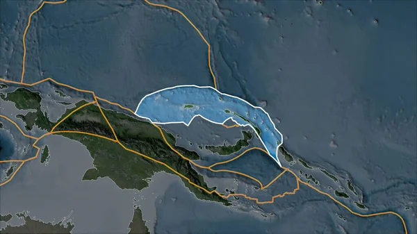 Umrissene Tektonische Nord Bismarck Platte Auf Der Satellitenkarte Eine Karte — Stockfoto